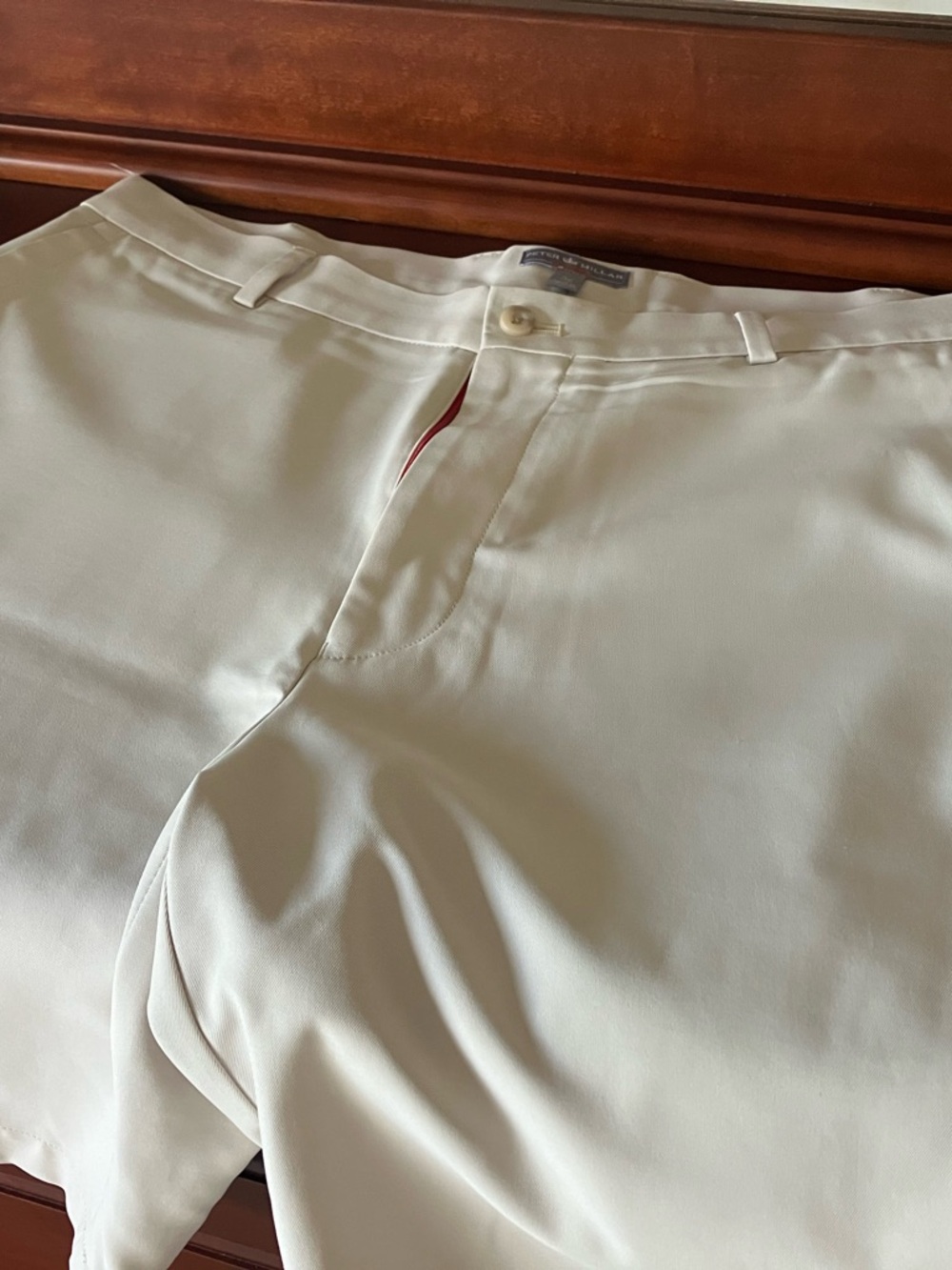 Peter Millar Men's Cream Flat-Front Dress Shorts